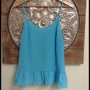 LILLY PULITZER - Aqua Flowy Tank w / Ruffle Hem